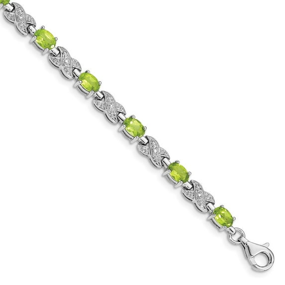 Primal Silver Sterling Silver Rhodium-plated Peridot Bracelet