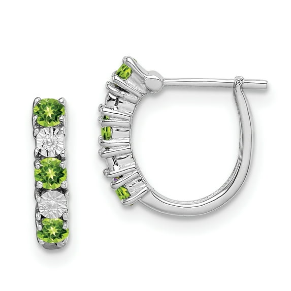 Primal Silver Sterling Silver Rhodium-plated Peridot Diamond Earrings
