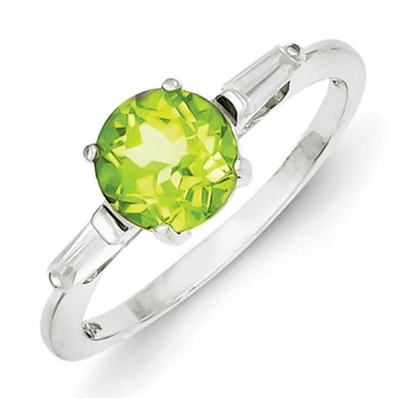Primal Silver Sterling Silver Rhodium-plated Peridot and Cubic Zirconia Ring