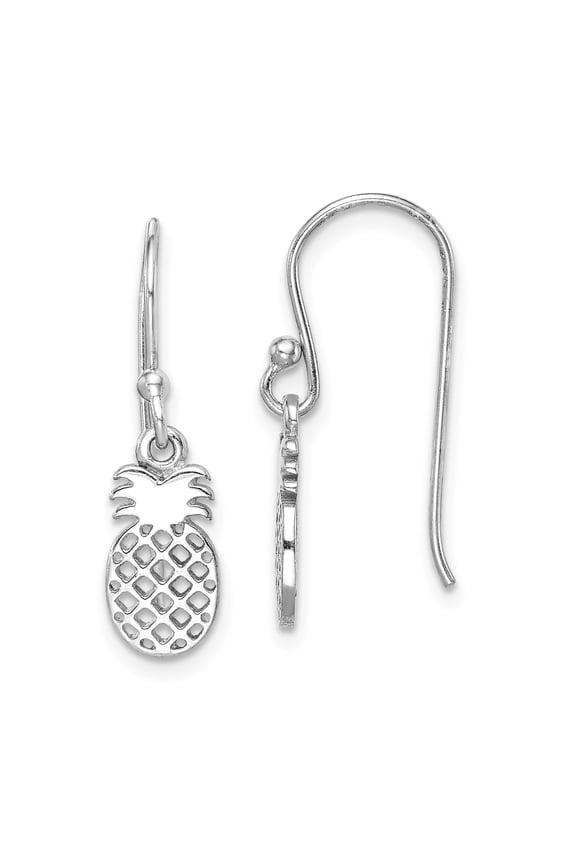 Sterling Silver Rhodium-plated Pineapple Dangle Earrings