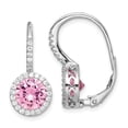 thumbnail image 1 of Primal Silver Sterling Silver Rhodium-plated Pink and White Cubic Zirconia Leverback Dangle Earrings, 1 of 5