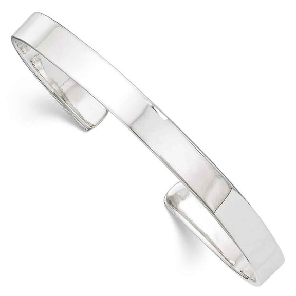 Primal Silver Sterling Silver Rhodium-plated Polished Cuff Bangle