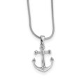 thumbnail image 1 of Primal Silver Sterling Silver Rhodium-plated Polished Diamond Anchor Necklace, 1 of 4