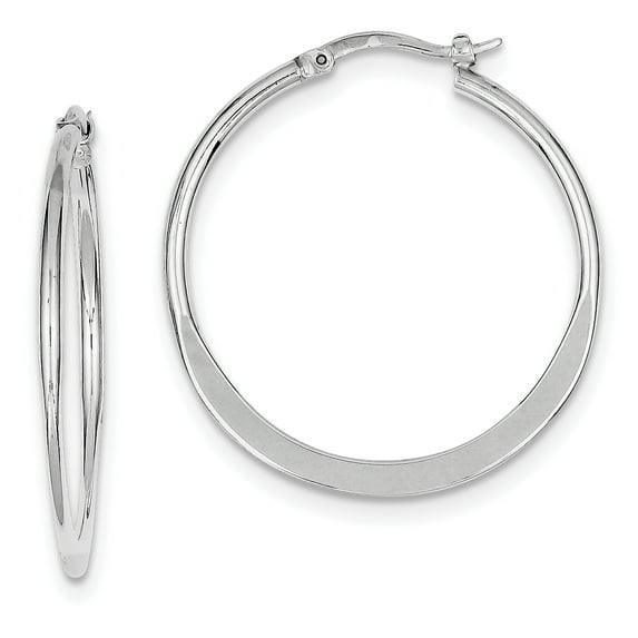 Primal Silver Sterling Silver Rhodium-plated Polished Hoop Earrings