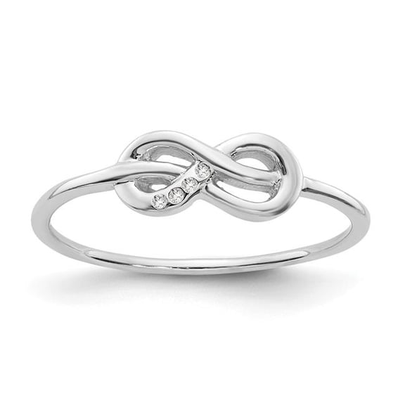 Primal Silver Sterling Silver Rhodium-plated Polished Infinity Diamond Ring