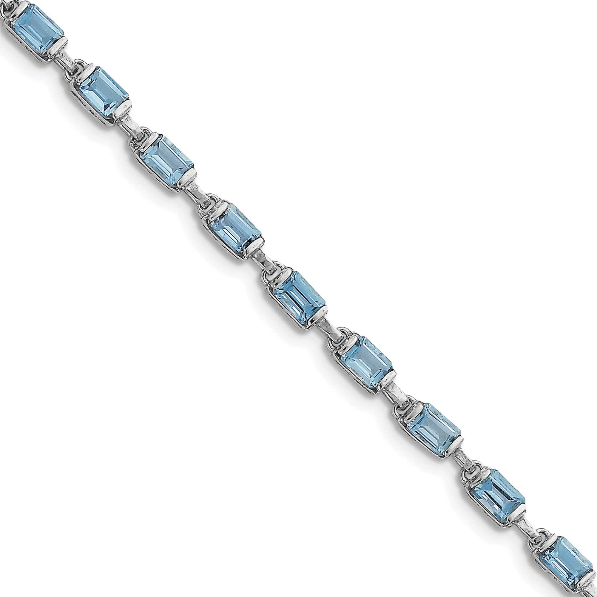 Primal Silver Sterling Silver Rhodium-plated Rectangular Blue Topaz ...
