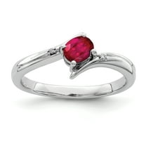 Primal Silver Sterling Silver Rhodium-plated Ruby and Diamond Ring