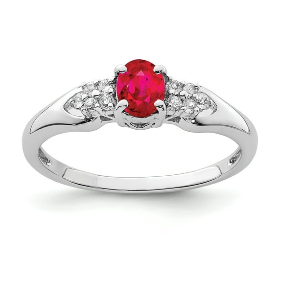 Primal Silver Sterling Silver Rhodium-plated Ruby and White Sapphire Ring