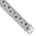 thumbnail image 1 of Primal Silver Sterling Silver Rhodium-plated Sapphire, Ruby, Emerald and Cubic Zirconia Bracelet, 1 of 4