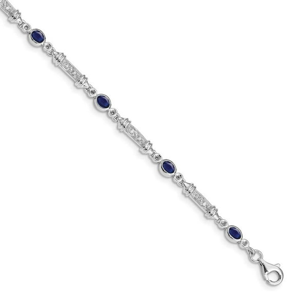 Primal Silver Sterling Silver Rhodium-plated Sapphire and Diamond Bracelet