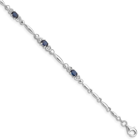 Primal Silver Sterling Silver Rhodium-plated Sapphire and Diamond Bracelet