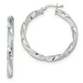 thumbnail image 1 of Primal Silver Sterling Silver Rhodium-plated Satin Twisted Hoop Earrings, 1 of 5