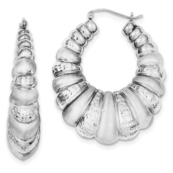 Primal Silver Sterling Silver Rhodium-plated Shrimp Hoop Earrings