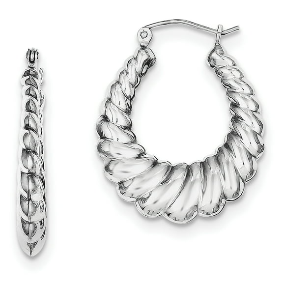 Primal Silver Sterling Silver Rhodium-plated Shrimp Hoop Earrings