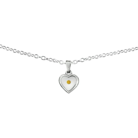 Primal Silver Sterling Silver Rhodium-plated Small Heart with Mustard Seed Pendant with 18-inch Forzantina Cable Chain
