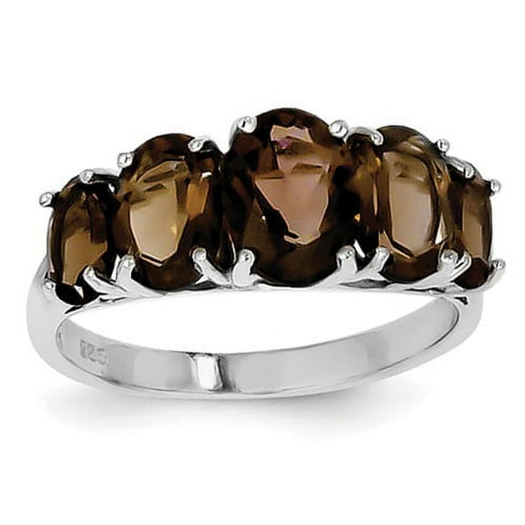 Primal Silver Sterling Silver Rhodium-plated Smoky Quartz Ring
