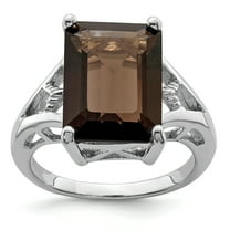 Primal Silver Sterling Silver Rhodium-plated Smoky Quartz Ring