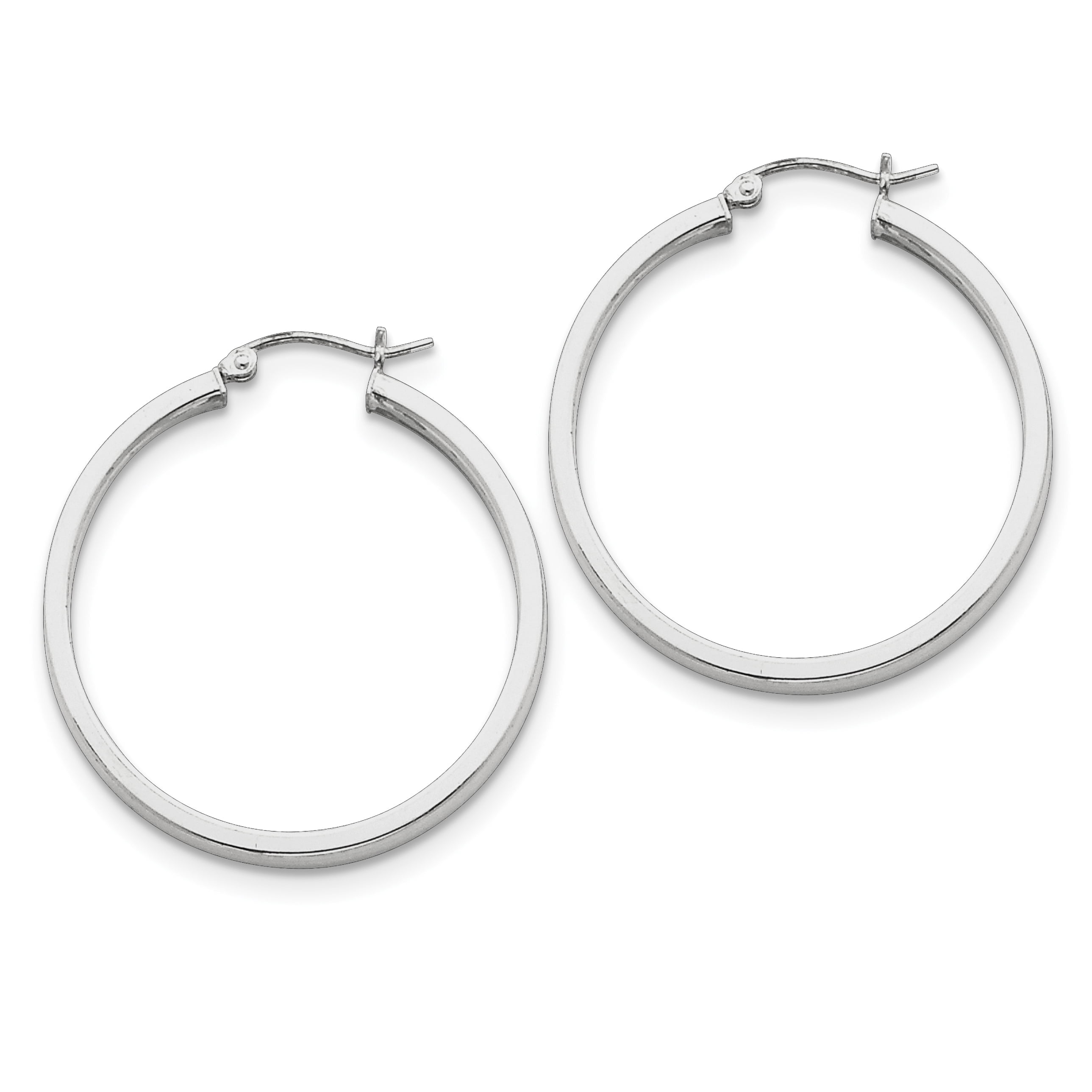 Primal Silver Sterling Silver Rhodium-plated Square Tube Hoop Earrings