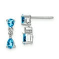 thumbnail image 1 of Primal Silver Sterling Silver Rhodium-plated Swiss Blue Topaz and Diamond Post Earrings, 1 of 4