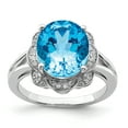 thumbnail image 1 of Primal Silver Sterling Silver Rhodium-plated Swiss Blue Topaz and Diamond Ring, 1 of 4