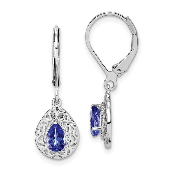 Primal Silver Sterling Silver Rhodium-plated Tanzanite Lever Back Earrings