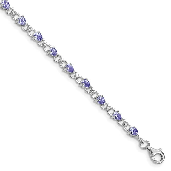 Primal Silver Sterling Silver Rhodium-plated Tanzanite and Diamond Bracelet