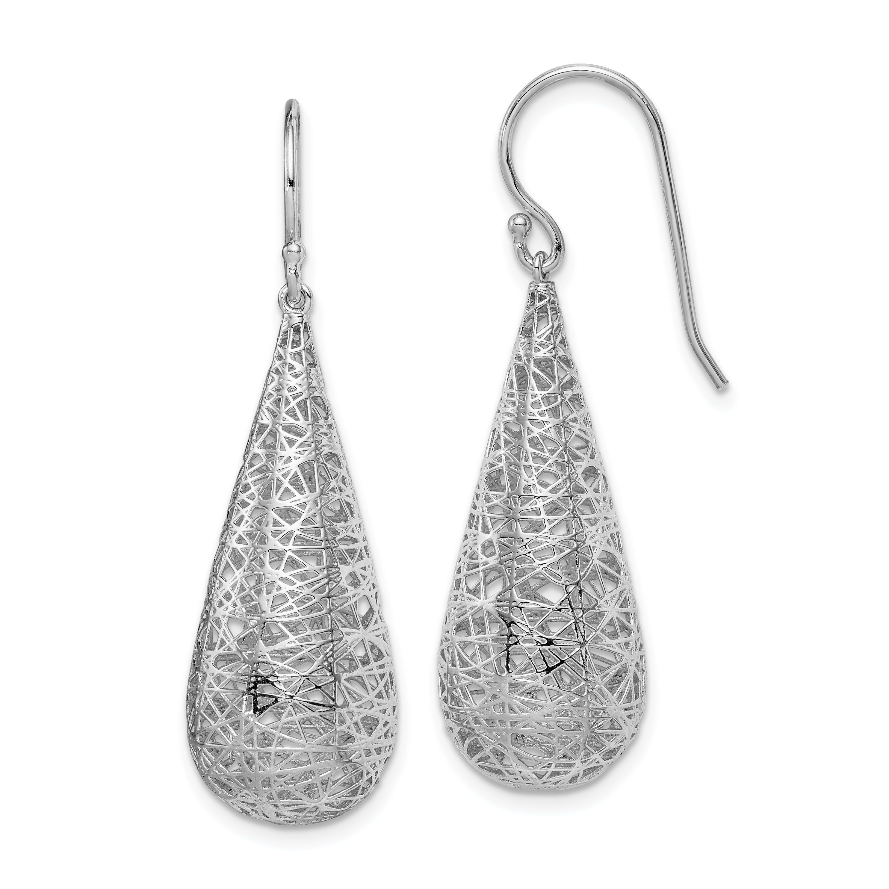 Primal Silver Sterling Silver Rhodium-plated Tear Drop Dangle Earrings