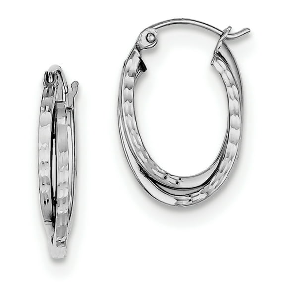 Primal Silver Sterling Silver Rhodium-plated Textured Double Oval Hoop Earrings
