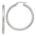 thumbnail image 1 of Primal Silver Sterling Silver Rhodium-plated Textured Hinged Hoop Earrings, 1 of 4