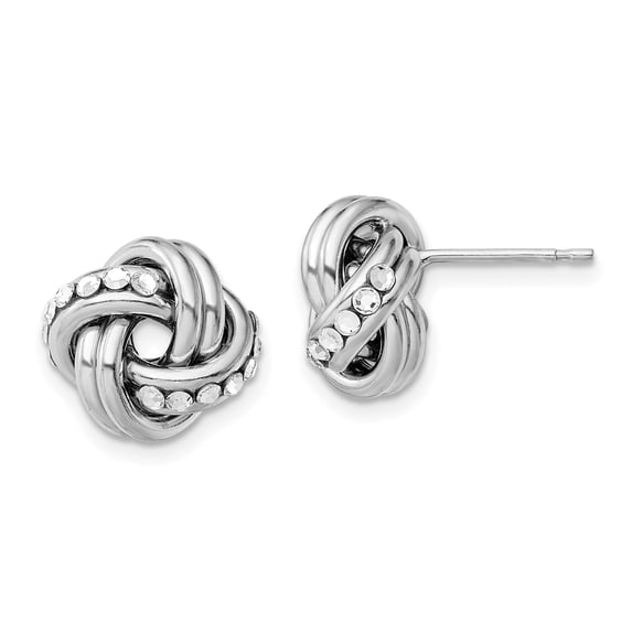 Primal Silver Sterling Silver Rhodium-plated Textured Love Knot Earrings