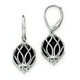thumbnail image 1 of Primal Silver Sterling Silver Rhodium-plated Textured Onyx Leverback Earrings, 1 of 5