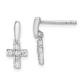 thumbnail image 1 of Primal Silver Sterling Silver Rhodium-plated Tiny Cubic Zirconia Cross Dangle Post Earrings, 1 of 4