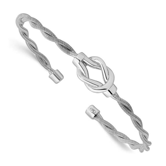 Primal Silver Sterling Silver Rhodium-plated Twisted Cuff Bangle