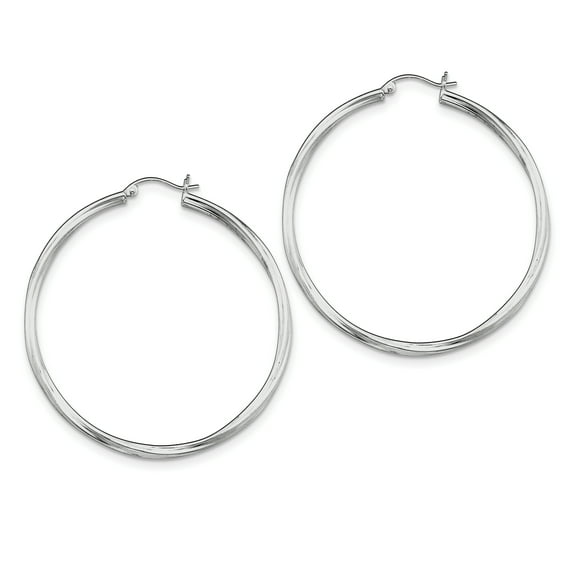 Primal Silver Sterling Silver Rhodium-plated Twisted Hoop Earrings