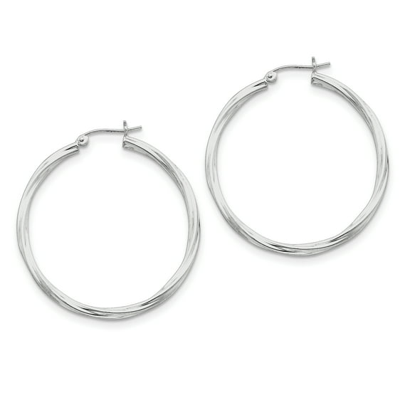 Primal Silver Sterling Silver Rhodium-plated Twisted Hoop Earrings