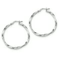 thumbnail image 1 of Primal Silver Sterling Silver Rhodium-plated Twisted Hoop Earrings, 1 of 5