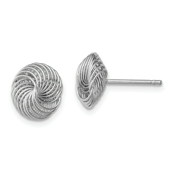 Primal Silver Sterling Silver Rhodium-plated Twisted Knot Bead Post Earrings