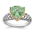 thumbnail image 1 of Primal Silver Sterling Silver Rhodium with Flash Gold-plate Green Quartz Ring, 1 of 4