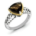 thumbnail image 1 of Primal Silver Sterling Silver Rhodium with Flash Gold-plate Smoky Quartz Ring, 1 of 4