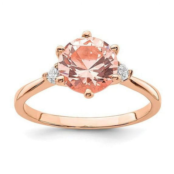Primal Silver Sterling Silver Rose Gold-plated Pink Crystal and White Cubic Zirconia Ring