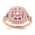 thumbnail image 1 of Primal Silver Sterling Silver Rose Gold-plated Pink and White Cubic Zirconia Cushion Ring, 1 of 5