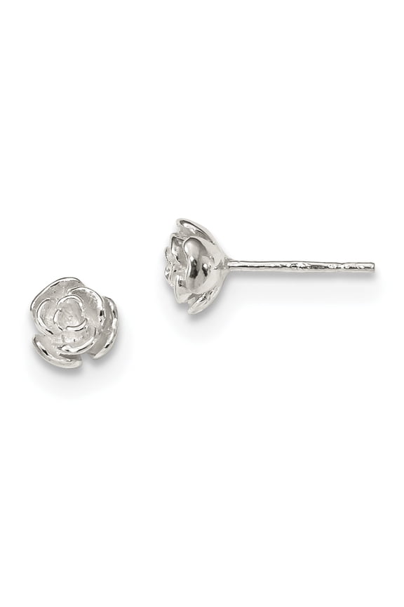 Sterling Silver Rose Post Earrings