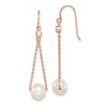 thumbnail image 1 of Primal Silver Sterling Silver Rose-tone 18 Karat Flash-plated 8-9mm Freshwater Cultured Pearl Cubic Zirconia Dangle Earrings, 1 of 4