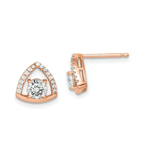 Primal Silver Sterling Silver Rose-tone Triangle Cubic Zirconia Stud Earrings