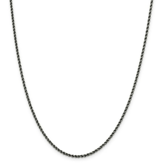 Primal Silver Sterling Silver Ruthenium 2.3mm Rope Chain