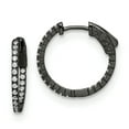 thumbnail image 1 of Primal Silver Sterling Silver Ruthenium-plated In and Out Cubic Zirconia Round Hoop Earrings, 1 of 5