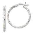thumbnail image 1 of Primal Silver Sterling Silver Satin Finish Diamond-cut Hinged Hoop Earrings, 1 of 4