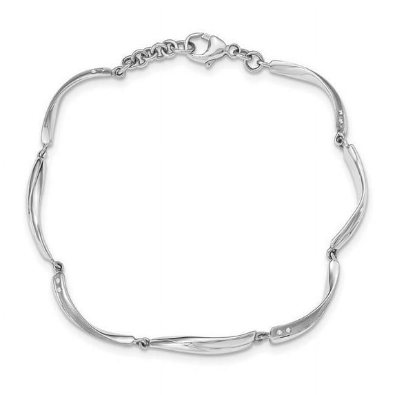 Primal Silver Sterling Silver Satin and Polished 0.04 Cttw Diamond Bracelet