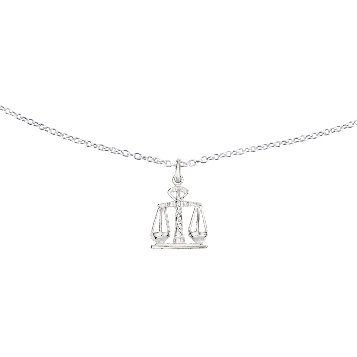 Primal Silver Sterling Silver Scales Of Justice Charm on 18inch Forzantina Cable Chain