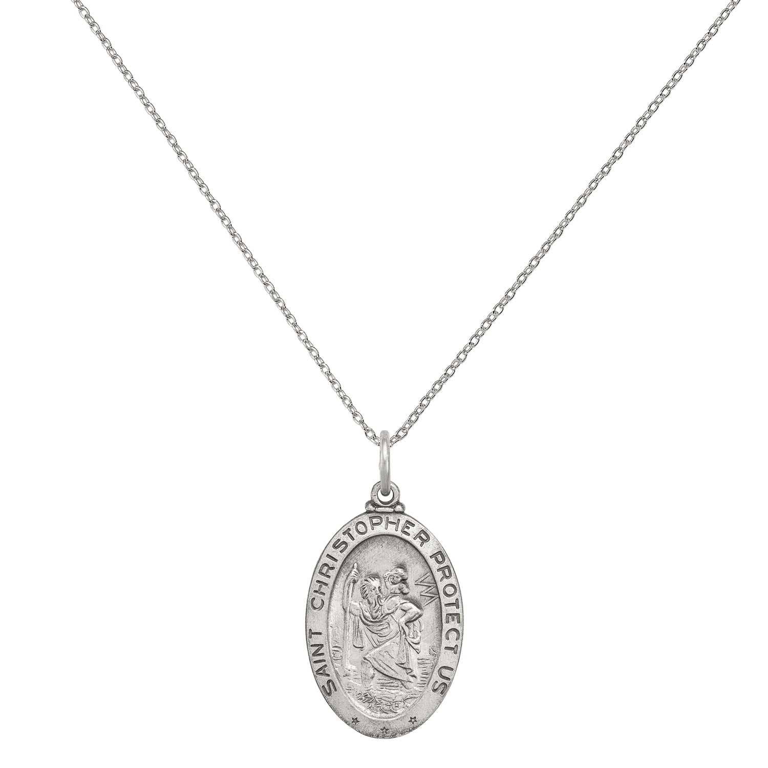 Primal Silver Sterling Silver Saint Christopher Hockey Medal, 18-inch ...